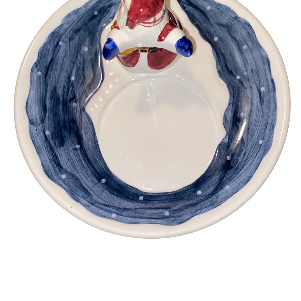 Unbranded Hand Painted Santa Chip and Dip Bowl Ceramic Christmas Serving Dish - Picture 2 of 9